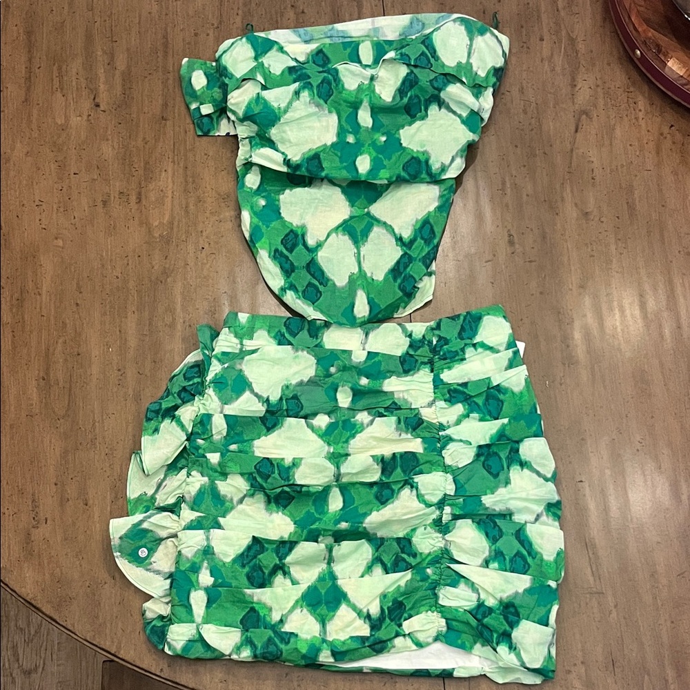 Zara Emerald and Ivory Patterned Ensemble